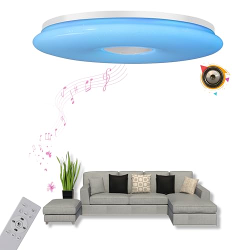 chysongoods-XK LED Musik Deckenleuchte mit Bluetooth Lautsprecher Φ30cm 28W Sprach und APP-Steuerung Kompatibel Mit Alexa/Google Home RGB Farbwechsel Dimmbare Farbanpassung mit Fernbedienung von chysongoods