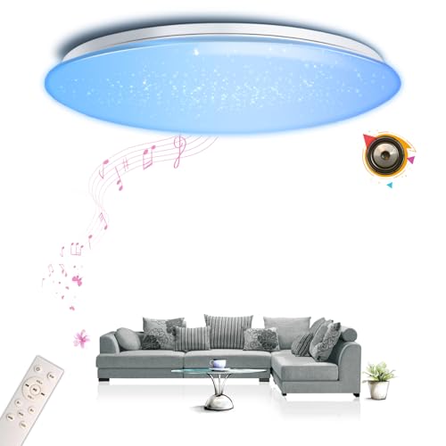 chysongoods-YY LED Musik Deckenleuchte mit Bluetooth Lautsprecher Φ40cm 45W Sprach und APP-Steuerung Kompatibel Mit Alexa/Google Home RGB Farbwechsel Dimmbare Farbanpassung mit Fernbedienung von chysongoods