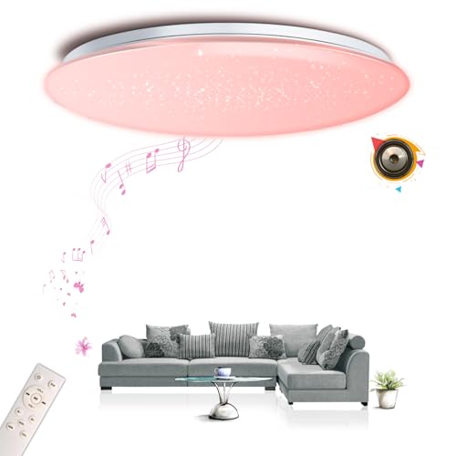 chysongoods-YY LED Musik Deckenleuchte mit Bluetooth Lautsprecher Φ50cm 55W Sprach und APP-Steuerung Kompatibel Mit Alexa/Google Home RGB Farbwechsel Dimmbare Farbanpassung mit Fernbedienung von chysongoods