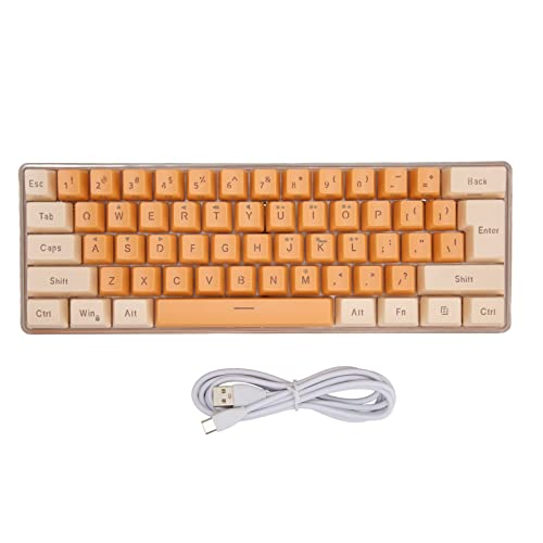 60% Kabelgebundene Gaming-Tastatur, 61 Tasten RGB-Tastatur für PC, Kabelgebundene Kompakte PC-Tastatur, Mechanische Gaming-Tastatur für Computer(Beige-Orange) von ciciglow