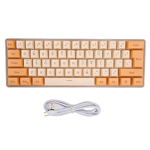 60% Kabelgebundene Gaming-Tastatur, 61 Tasten RGB-Tastatur für PC, Kabelgebundene Kompakte PC-Tastatur, Mechanische Gaming-Tastatur für Computer(Orange-Beige) von ciciglow