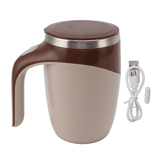 ciciglow Automatisch Magnetisch Rührende Kaffeetasse, USB Wiederaufladbar, Selbstrührende Tasse, Elektrischer Rührbecher für Milch, Kakao Im Büro, Küche, Reisen, 380 Ml (Braun) von ciciglow