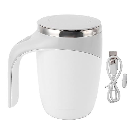 ciciglow Automatisch Magnetisch Rührende Kaffeetasse, USB Wiederaufladbar, Selbstrührende Tasse, Elektrischer Rührbecher für Milch, Kakao Im Büro, Küche, Reisen, 380 Ml (Weiß) von ciciglow