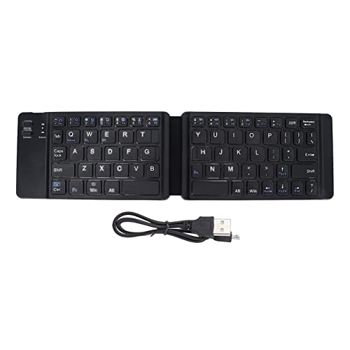 Faltbare Bluetooth-Tastatur, Tragbare Kabellose Tastatur, Wiederaufladbar mit Stummschalttasten, Klappbare Tastatur, Kompatibler Smartphone-Tablet-Computer für Reisen und Geschäftsreisen(Schwarz) von ciciglow