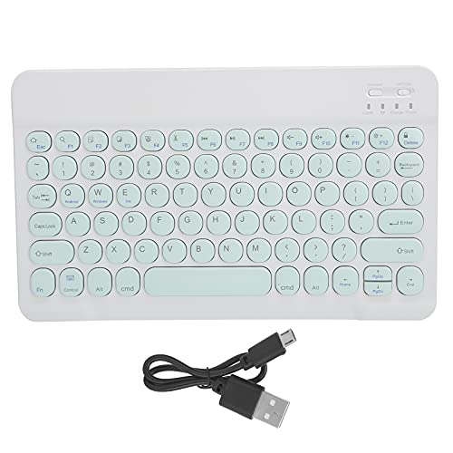 ciciglow Kabellose Bluetooth-Tastatur, 10 Zoll Ultradünne Wiederaufladbare Tastatur Scheren-Tastatur Computerzubehör RoundCap für Smartphones, Tablets, Laptops(Hellgrün) von ciciglow