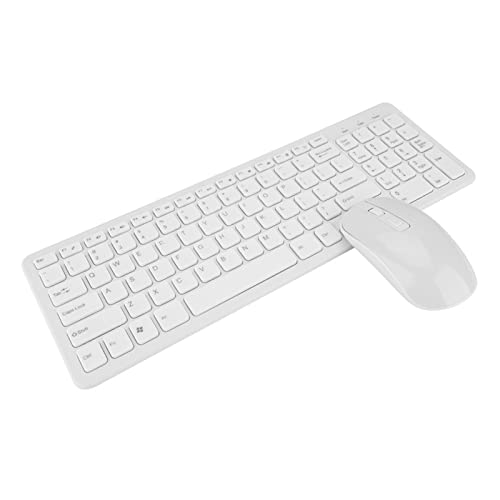 ciciglow Kabellose Tastatur und Maus, Kabellose Tastatur-Maus-Kombination, 2,4-GHz-USB-Kabellose Tastatur in Voller Größe, 108-Tasten-Tastatur und Tragbare Hochempfindliche Kabellose Maus für(Weiß) von ciciglow