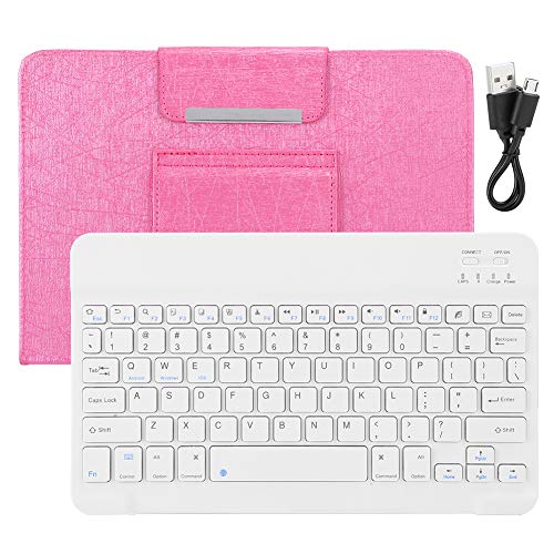 Tastatur + PU-Lederhülle, umweltfreundlich, leicht zu tragen, für eine komfortable Nutzung(10-inch Keyboard + Leather case Rose red) von ciciglow