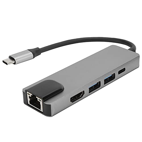 Typ-C-Hub mit Mehreren Anschlüssen, Typ C auf 1080P HDMI-Adapter Concerter USB C auf RJ45 4K-Auflösung mit 2 USB 3.0-Ports 5 Gbit/s und 2 USB-A-Ports von ciciglow
