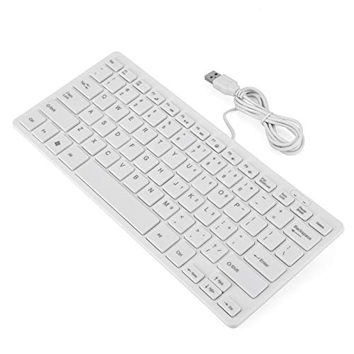 USB-Tastatur mit Kabel für Laptop und Desktop, eine Einfache Computertastatur und Einfach zu Bedienende USB-Tastatur mit Kabel, 78 Schlanke Tasten, Plug And Play mit Hoher Empfindlichkeit für(Weiß) von ciciglow