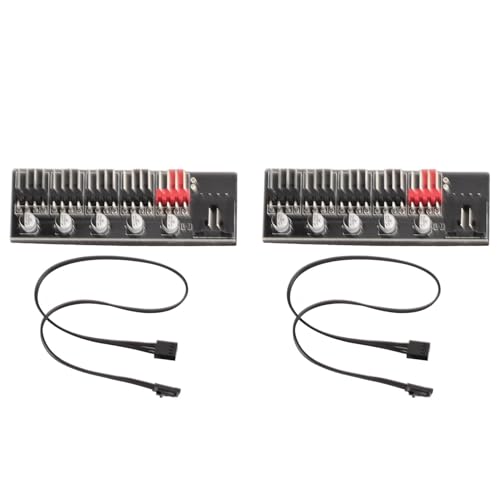 ciciglow 12 V 4-poliger 5-Wege-PC-Gehäuse-Lüfter-Hub, PWM-Lüfter-Hub-Controller mit 3-poligem und 4-poligem Kabel, Platzsparender CPU-Kühl-Hub für Motherboard, Kompaktes Design von ciciglow