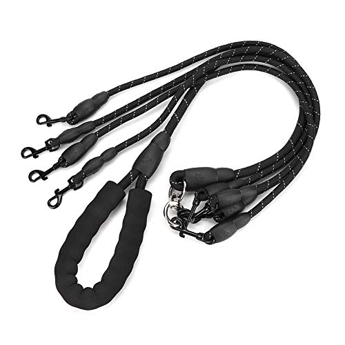 ciciglow 4 in 1 Hundeleine, strapazierfähige 4 Wege Nylon Hundeleine mit gepolstertem Griff, um 360 ° drehbares, verwicklungsfreies, verstellbares Hundekupplungs Zugseil für Hunde und Katzen von ciciglow