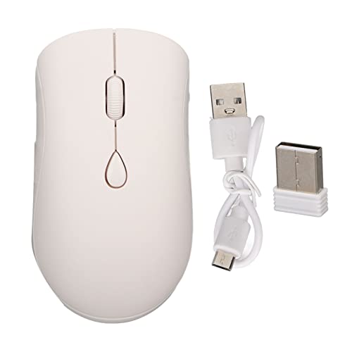 Drahtlose Bluetooth-Maus, Dual-Modi, Bluetooth 5.2 und 2,4 G, Kabellose 1600-DPI-Computermaus mit USB-Empfänger, Wiederaufladbare Leise Maus (Weiss) von ciciglow