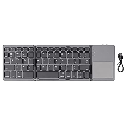 ciciglow Drahtlose Tastatur, Faltbare Bluetooth 3.0-Tastatur mit Aufladbarem Touchpad-Akku 560 Stunden Standby-kompatibel mit IOS Android Windows-System(Schwarz) von ciciglow