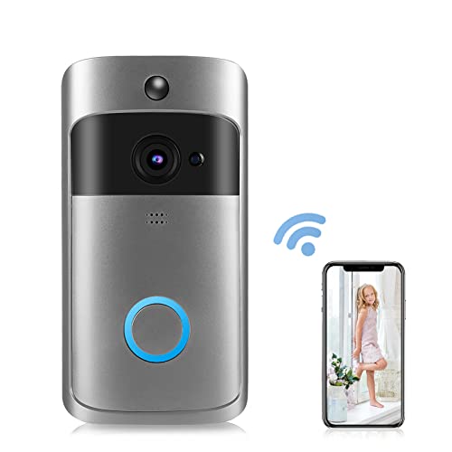 ciciglow Funkklingel mit Kamera, Türklingel mit Kamera, 1280 x 720 Auflösung Video Türklingel mit 6800mAh Akku Nachtsicht Bewegungserkennung APP Steuerung für Android IOS (Batterien Nicht enthalten) von ciciglow