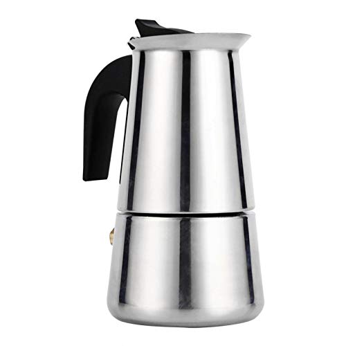 ciciglow Herdplatte Edelstahl Espressokocher Mokkakanne Kaffeemaschine 4 Typ 100/200/300/450ml Verschiedene Größen Cappuccino Maker Klassischer Ganzkörperkocher Cafe Maker Maschine (100ml) von ciciglow