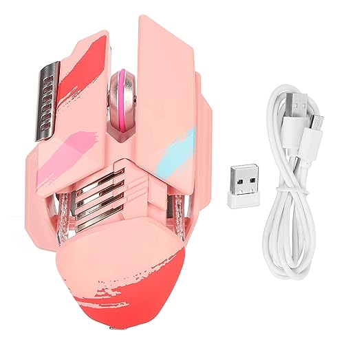 ciciglow Kabellose Gaming-Maus, BT 5,0/3,0/2,4 GHz USB 3-Modus Wireless Silent Mouse 4 Einstellbare DPI RGB Wiederaufladbare Kabellose Computermaus mit USB-Empfänger, 600 MAh Akku (PINK) von ciciglow