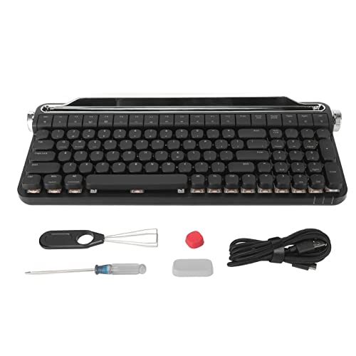 ciciglow Kabellose Schreibmaschinentastatur, B705, 100 Tasten, RGB-Hintergrundbeleuchtung, Roter Schalter, ästhetische Retro-Bluetooth-Tastatur mit Integriertem Ständer für Smartphone, (Schwarz) von ciciglow