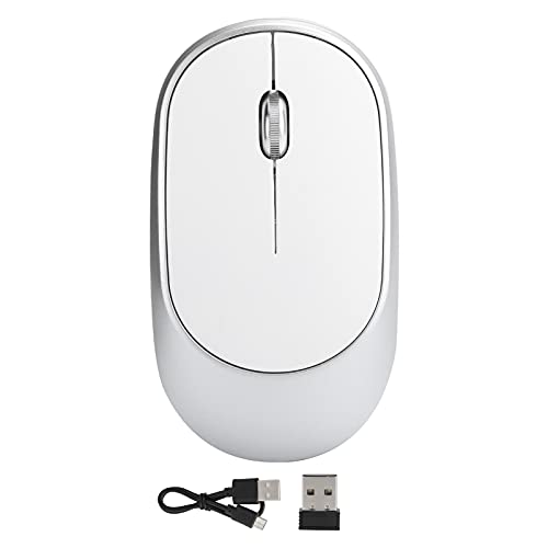 ciciglow Optische Maus, DPI-einstellbare Drahtlose Maus Aufladbare 2,4-GHz-Wireles Optisches Mauscomputer Externes Gerät mit USB-Empfänger(Silber) von ciciglow