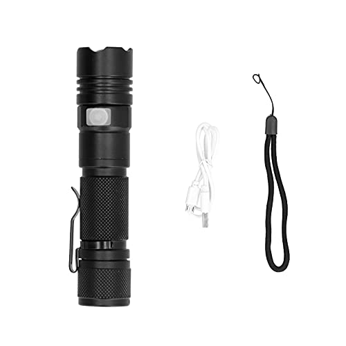 ciciglow P50 LED-Taschenlampe Superhelle, über USB wiederaufladbare Mini-Taschenlampe für Camping-Notfälle im Freien, Zoombarer Lichtbereich, 4-Gang-Lichtemissionsmodus von ciciglow