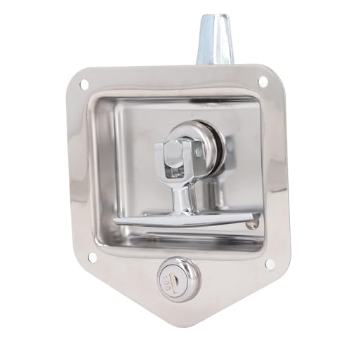 ciciglow Polished T Handle Toolbox Latch Rost-resistente Türkastenschloss mit 2 Tasten für Zuverlässige Sicherheits- und Breite Kompatibilität, die für Verschiedene Türen und Fächer Geeignet Sind von ciciglow