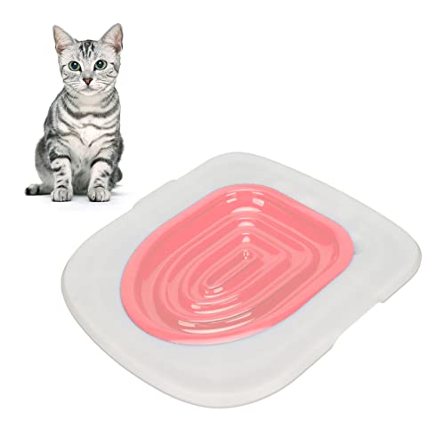 ciciglow Toiletten-Trainingsset, Katzentoilette, Haustiertrainer, Abnehmbares Design, Starke Tragfähigkeit, Universell Einsetzbar (Weißes Tablett, 1 rosa Innenstütze) von ciciglow