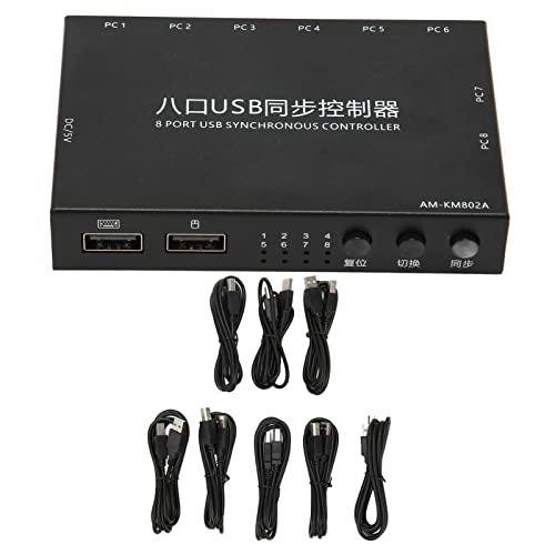 ciciglow USB Switch Selector, 8 Ports USB KVM Switch USB2.0 Synchronizer für Maus Tastatur Computer mit 8X USB Kabeln von ciciglow