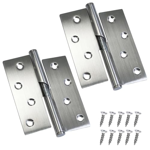 ciciment Türscharniere aus Edelstahl, 100 mm, abziehbar, rostbeständige Scharniere für Innen- und Außentüren, Schränke, Rahmenmontage (2 Stück) (Linkshänder) von ciciment