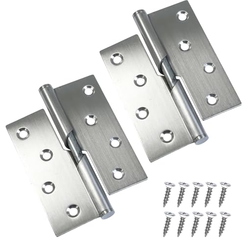 ciciment Türscharniere aus Edelstahl, 100 mm, abziehbar, rostbeständige Scharniere für Innen- und Außentüren, Schränke, Rahmenmontage (2 Stück) (Rechtshänder) von ciciment