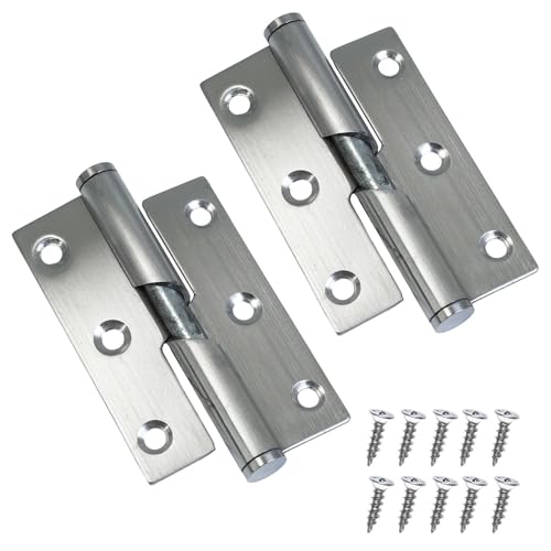 ciciment Türscharniere aus Edelstahl, 75 mm, abziehbar, rostbeständige Scharniere für Innen- und Außentüren, Schränke, Rahmenmontage (2 Stück) (Linkshänder) von ciciment