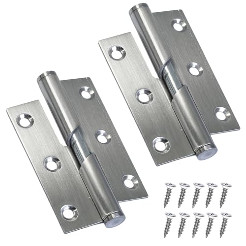 ciciment Türscharniere aus Edelstahl, 75 mm, abziehbar, rostbeständige Scharniere für Innen- und Außentüren, Schränke, Rahmenmontage (2 Stück) (Rechtshänder) von ciciment