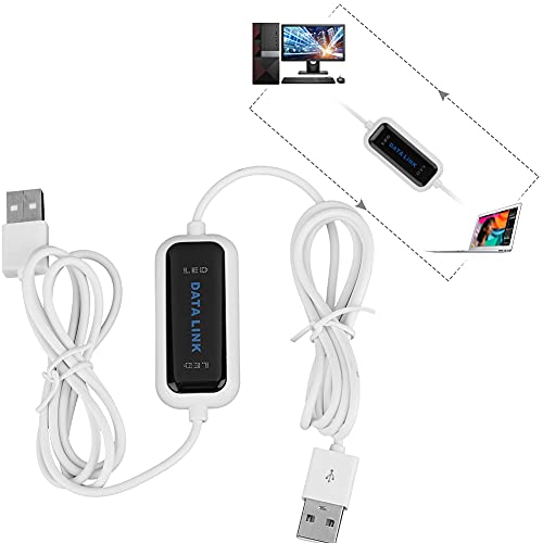 cigemay USB 2.0 zu USB 2.0 Datenkabel, Stecker zu Stecker Datenübertragungskabel, 480Mb/s PC zu PC Datenkabel mit LED Licht 1,75m, Plug and Play Kabelbrücke Kompatibel mit Win 2000/XP/VISTA/7/8 von cigemay