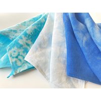 Blaue Batik Servietten, 4Er Set Naturleinen Serviette, Handgefärbte Reine Flachs Tischwäsche, Zero Waste Türkis Unpaper Serviette von cikucakuu