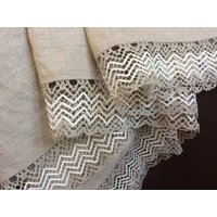 Natürliche Leinentischdecke Mit Häkelspitze - Rustikale Hochzeitsdekoration | 68 Inch Square von cikucakuu