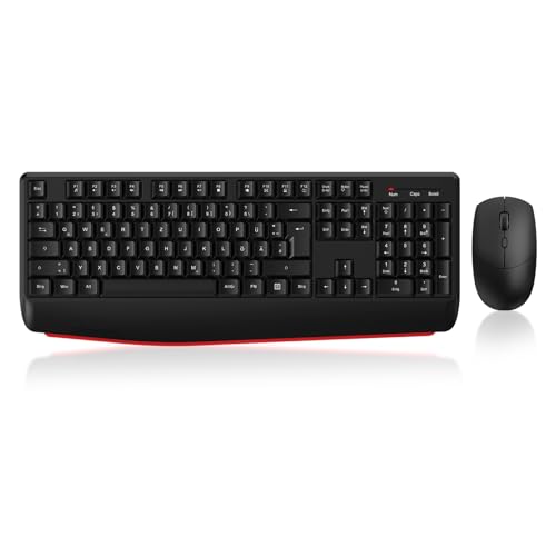 cimetech Tastatur Maus Set Kabellos, 2.4G Ergonomische Funktastatur mit Maus mit Handballenauflage und Ständern Tastatur Kabellos mit Ziffernblock Funkmaus 1600DPI für Windows Computer Laptop PC von cimetech