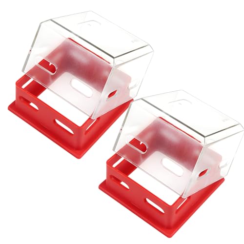 2 Stück Not-Aus-Tasten-Abdeckung, Sicherheits-Power-Druckknopf-Schalter-Abdeckung, Kunststoff-Notfall-Schutzabdeckung mit selbstklebender Rückseite und Schlüsselschloss von cimsfcor