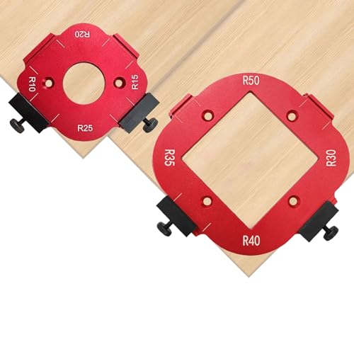 2 Stück Radius Jig Router Schablonen Ecke, 4 in 1 Radius Schnellvorrichtung für Holzbearbeitung R10 R15 R20 R25 R30 R35 R40 R50 Radius Routing Vorlagen für Holzbearbeitung DIY von cimsfcor