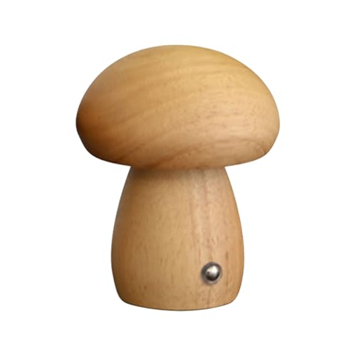 Holz Pilz Lampe, Bezaubernde Holz Pilz Nachtlicht, 11/16.5CM Niedliche Holz Pilz Tischlampe 3 Farbe Dimmbar, Touch-Schalter für Freunde Familien Weihnachten Geburtstag Geschenk (Natural-S) von cimsfcor