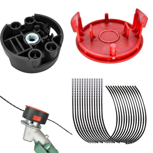 cimsfcor Bosch F016800431 Trimmerfaden 3,5 mm, mit 1 Ersatzschneidekopf F016F04839 und 1 Ersatz-Trimmerkappen F016F04841, kompatibel mit Bosch AFS 23–37 Rasentrimmer (12 Stück) von cimsfcor