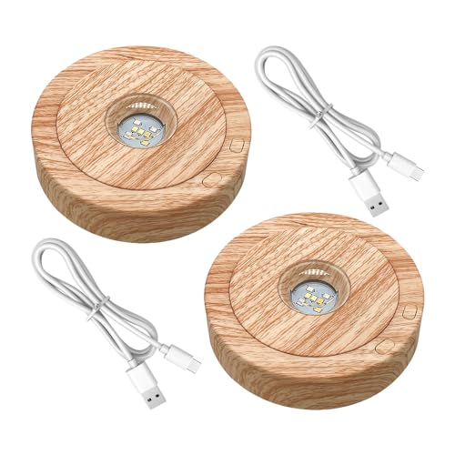 cimsfcor Drehbarer LED-Lichtsockel, 11,5 cm LED-Display-Sockel, Typ C und Batterieladung, 8 Lichtmodi, rotierende mehrfarbige Lichtbasis für klares Glas, Harz, Kristallkugeln, Basteln (2 Stück) von cimsfcor
