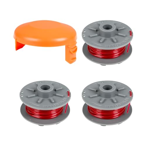 cimsfcor Trimmerspule Ersatzfaden für Gardena Turbo Trimmer, 5364-20 Spule mit 1 Stück 05328-20 Kappen für Gardena Turbo Trimmer SmallCut (Art.-Nr. 2401) (3 Spulen + 1 Abdeckung) von cimsfcor