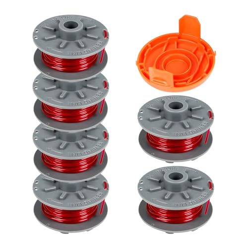 cimsfcor Trimmerspule Ersatzfaden für Gardena Turbo Trimmer, 5364-20 Spule mit 1 Stück 05328-20 Kappen für Gardena Turbo Trimmer SmallCut (Art.-Nr. 2401) (6 Spulen + 1 Abdeckung) von cimsfcor