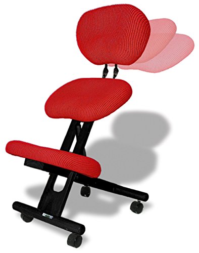 cinius Ergonomischer Stuhl Orthopädischer Kniestuhl mit Rücken Computerstuhl Kniehocker Stoff Schwarz/Rot Farbe von cinius