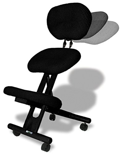 cinius Ergonomischer Stuhl Orthopädischer Kniestuhl mit Rücken Computerstuhl Kniehocker Stoff Schwarz Farbe von cinius
