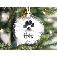 Pfotenabdruck Ornament, Echter Auf Einer Weihnachtskugel, Geschenk Für Tierbesitzer, Hundeanhänger, Personalisierter Katzenanhänger von circleandsquaredecor