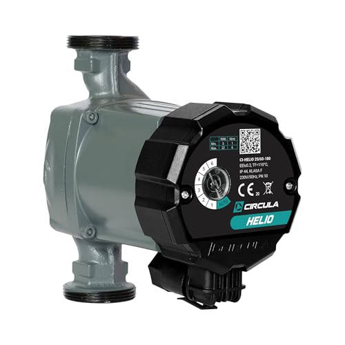 CIRCULA Hocheffizienzpumpe Helio 25-60/180, Robuste Umwälzpumpe und Heizungspumpe, IP 44, Auto-Modus und Stufenloser Drehknopf für Einfachste Bedienung, Spart bis zu 80% an Strom CIRCULA Hocheffizienzpumpe Helio 25-60/180, Robuste Umwälzpumpe und Heizungspumpe, IP 44, Auto-Modus und Stufenloser Drehknopf für Einfachste Bedienung, Spart bis zu 80% an Strom von circula