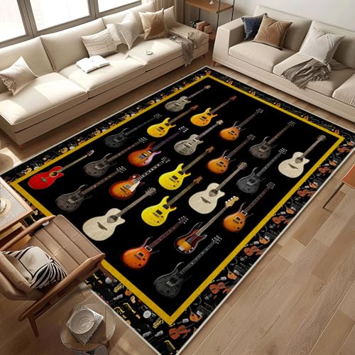 citari Gitarren-Teppich für Wohnzimmer, niedrig, rutschfest, maschinenwaschbar, für Schlafzimmer, Kinderzimmer, Esszimmer, Küche, Büro, 1,5 x 2,1 m citari Gitarren-Teppich für Wohnzimmer, niedrig, rutschfest, maschinenwaschbar, für Schlafzimmer, Kinderzimmer, Esszimmer, Küche, Büro, 1,5 x 2,1 m von citari
