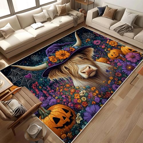 citari Halloween-Hochland-Rind-Teppich, 1,5 x 2,1 m, für Wohnzimmer, niedrig, rutschfest, maschinenwaschbar, für den Innenbereich, Schlafzimmer, Kinderzimmer, Esszimmer, Küche, Büro citari Halloween-Hochland-Rind-Teppich, 1,5 x 2,1 m, für Wohnzimmer, niedrig, rutschfest, maschinenwaschbar, für den Innenbereich, Schlafzimmer, Kinderzimmer, Esszimmer, Küche, Büro von citari