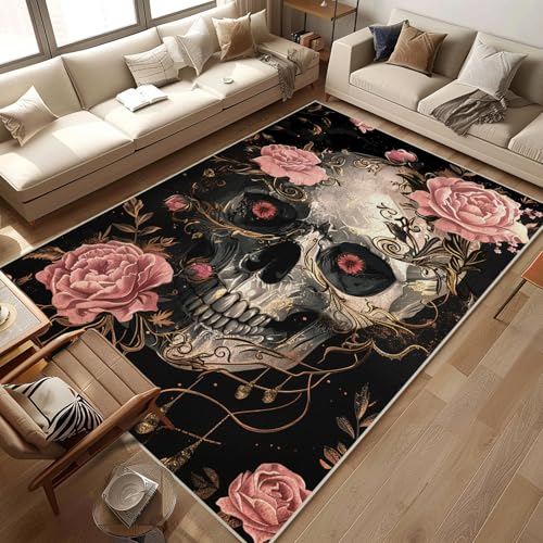 citari Totenkopf-Teppich für Wohnzimmer, niedrig, rutschfest, maschinenwaschbar, für Schlafzimmer, Kinderzimmer, Esszimmer, Küche, Büro, 1,5 x 2,1 m citari Totenkopf-Teppich für Wohnzimmer, niedrig, rutschfest, maschinenwaschbar, für Schlafzimmer, Kinderzimmer, Esszimmer, Küche, Büro, 1,5 x 2,1 m von citari