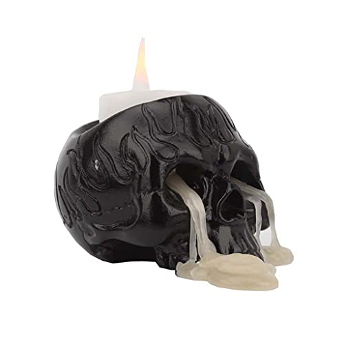 cityfly Black Skull Head Halloween Candle Holders Tea Light Decorations Classic Resin von cityfly
