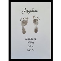 Baby Poster Personalisiert Fußabdruck A4 Hochkant von cjsandstrahlen